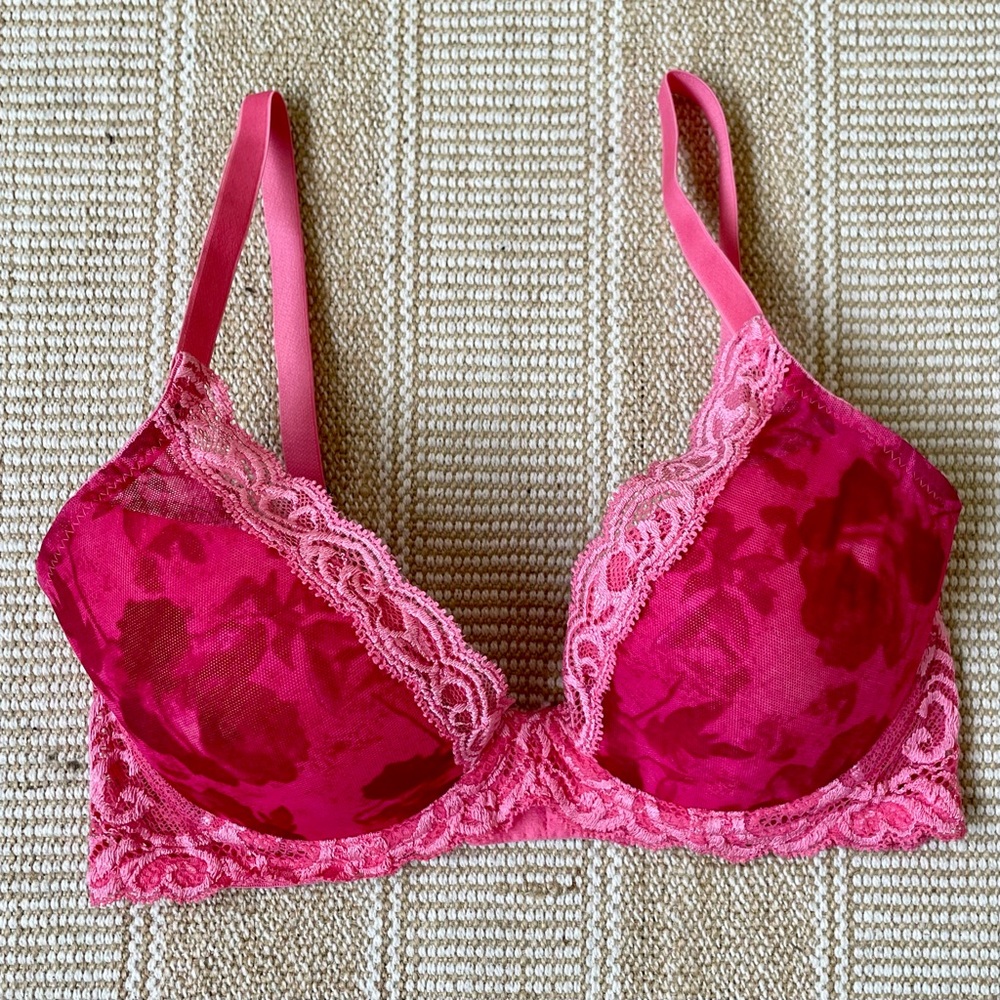 Natori Pink & Fuchsia Floral Lace Bra 32D